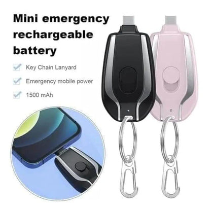 Fast Charging Keychain Power Bank – Portable Mini Charger USB Black Pakistan
