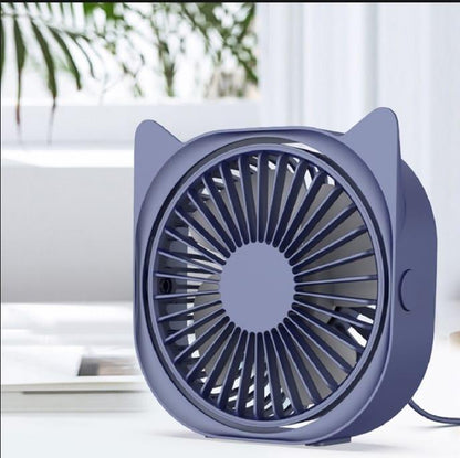Mini Cat Ear USB Rechargeable Desk Fan – 360° Portable Cooling Fan Blue Pakistan