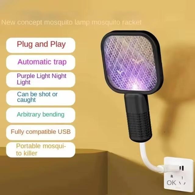 USB Rechargeable Mosquito Racket with LED Light – Electric Bug Zapper Safe Home Use Pakistan