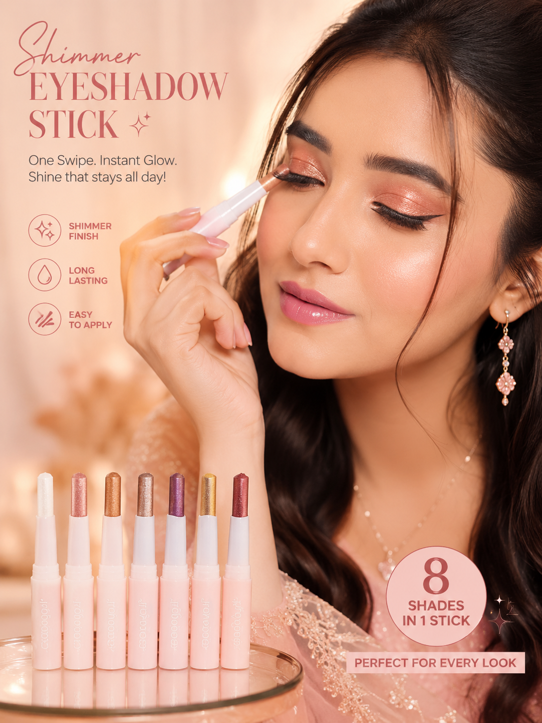 Multipurpose Jelly Glitter Eyeshadow Stick Set| Long-Lasting Glow Makeup for Pakistani Skin