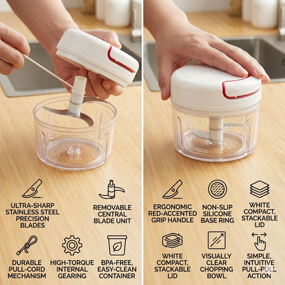 Manual Garlic Chopper & Food Cutter – Mini Hand Press Vegetable & Nut Chopper (No Electricity Required)